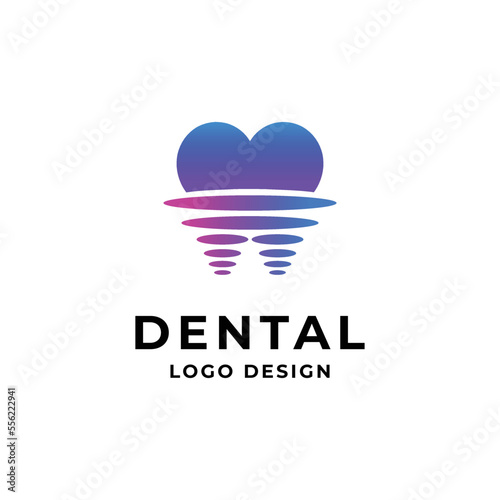 colorful tooth for dental drill logo
