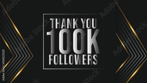 Thank you design Greeting card template for social networks followers, subscribers, like. 100000 followers. 100k followers celebration
