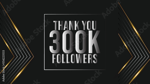 Thank you design Greeting card template for social networks followers, subscribers, like. 300000 followers. 300k followers celebration
