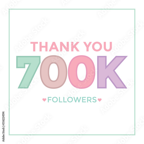 Thank you design Greeting card template for social networks followers, subscribers, like. 700000 followers. 700k followers celebration 