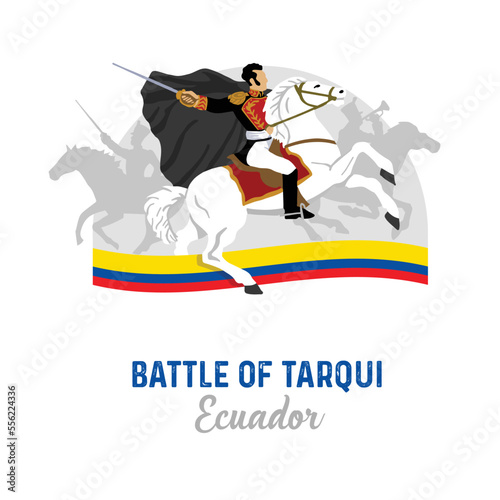 VECTOR. Editable banner for The Battle of Tarqui, also known as the Battle of Portete de Tarqui commanded by Antonio Jose de Sucre. February 27, Ecuador, Army Day, patriotic