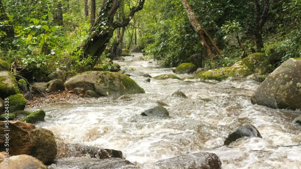 Wonderful Mountain River Waterfall Stream High Quality 4K Natural Slowmotion Footage Background. Northern Thailand. Wonderful Mountain River Waterfall Stream High Quality 4K Natural Slowmotion Footage Background. Northern Thailand.