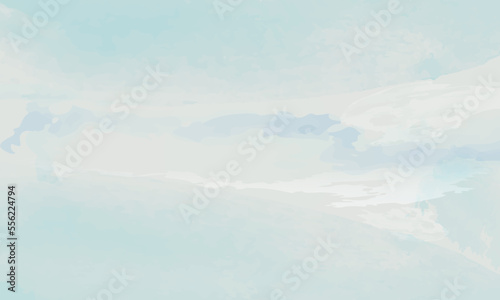 Watercolor vector background. Smooth transition of spots and streaks, imitation of an overcast sky, soft pastel turquoise color.