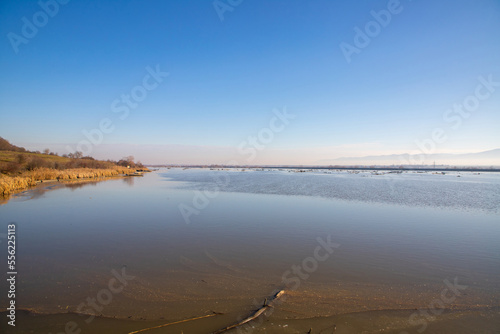 Landscape of the Olt river upstream of the Voila dam - Romania