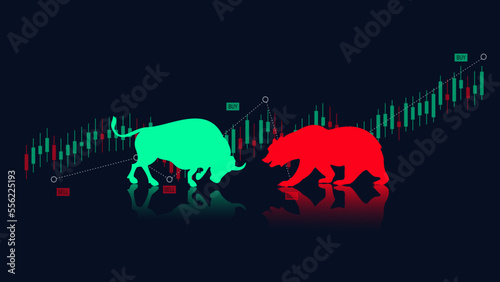 Bearish and Bullish Market, Dashboard graph of forex statistics, business and financial analytics, profit and cost rate, vector illustration photo