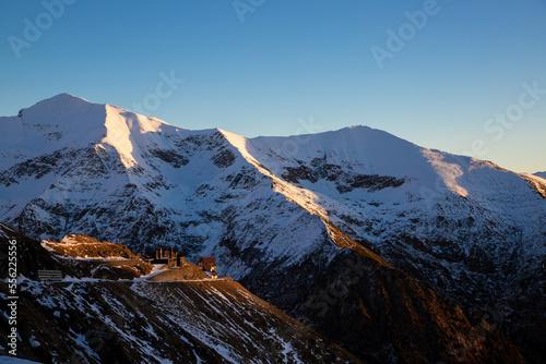 Landscape from the Fagaras mountains in a winter evening