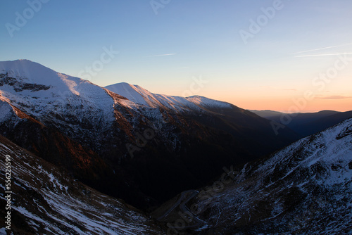 Landscape of the Fagaras mountains in the evening light
