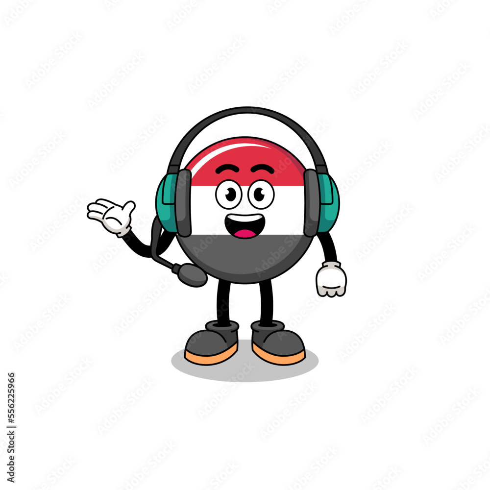 Mascot Illustration of yemen flag as a customer services Mascot Illustration of yemen flag as a customer services