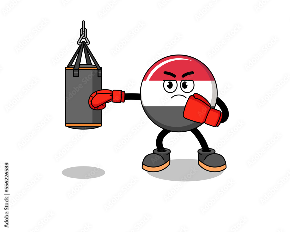 Illustration of yemen flag boxer Illustration of yemen flag boxer