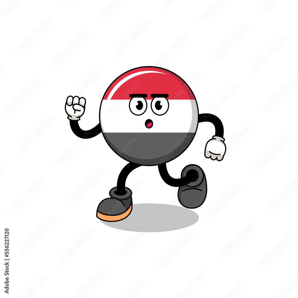running yemen flag mascot illustration running yemen flag mascot illustration