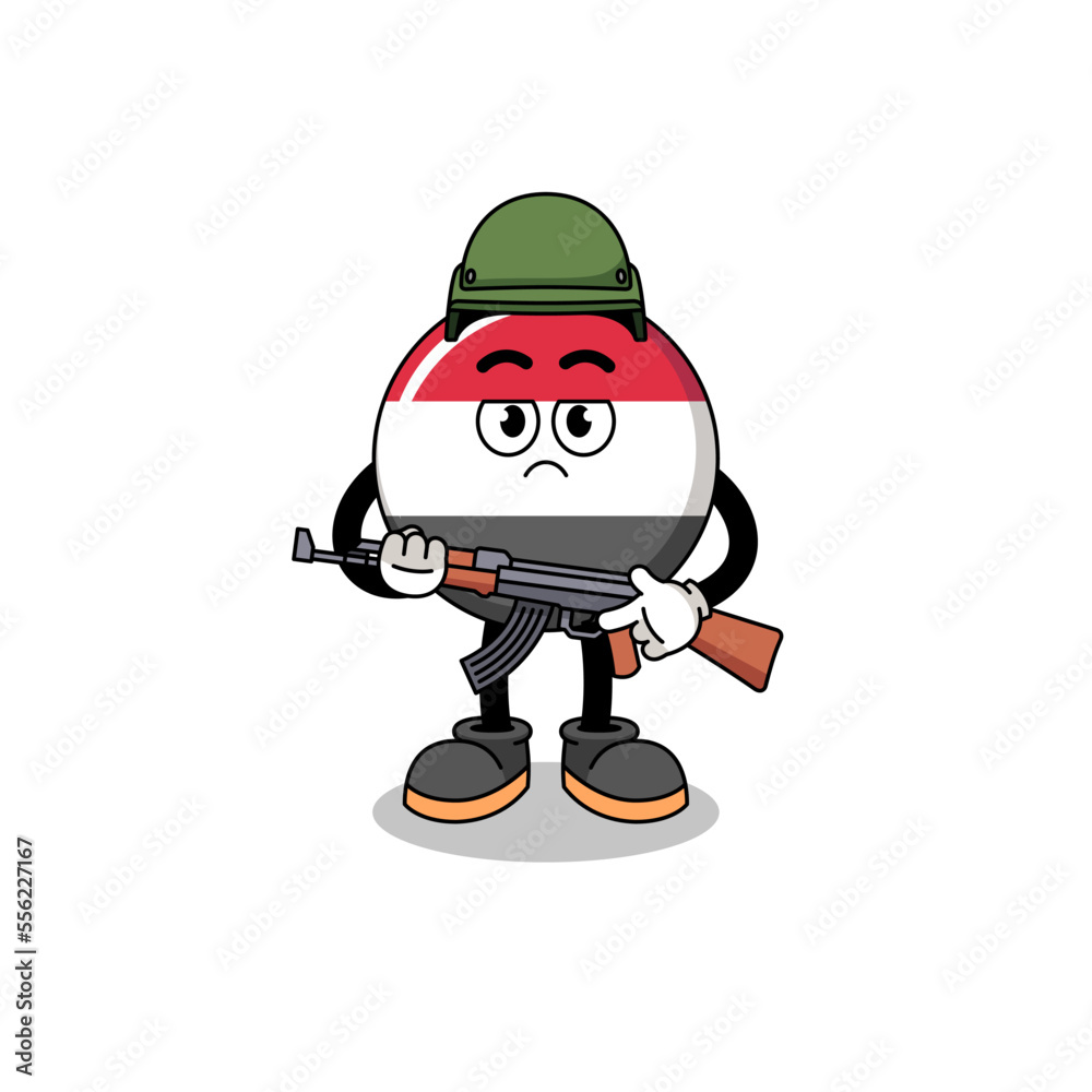 Fototapeta premium Cartoon of yemen flag soldier