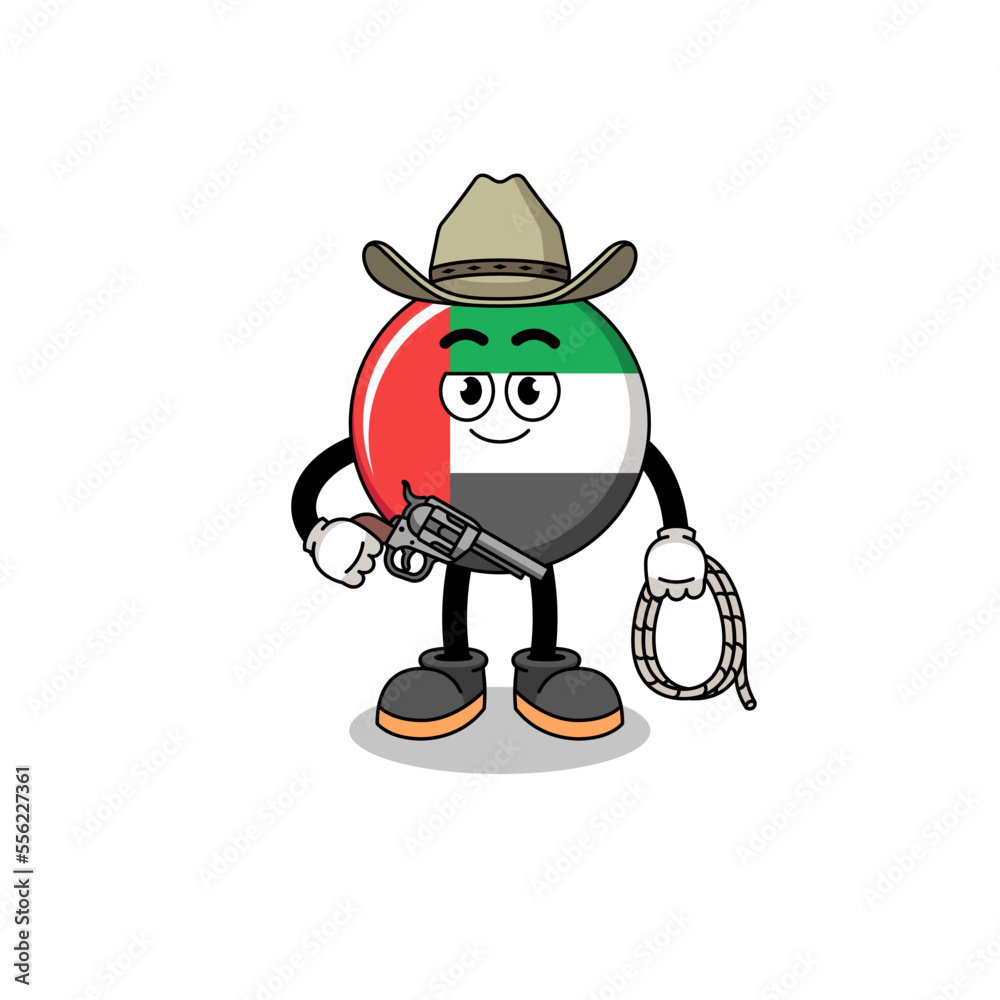 Character mascot of UAE flag as a cowboy Character mascot of UAE flag as a cowboy
