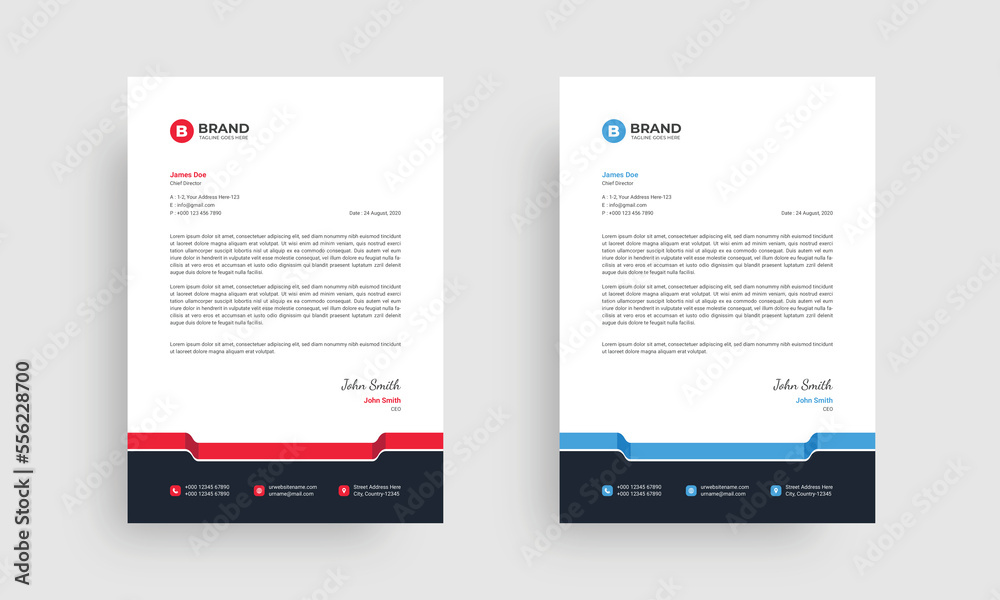 A4 business letterhead design layout. Corporate abstract letterhead design template. A4 business letterhead design layout. Corporate abstract letterhead design template.