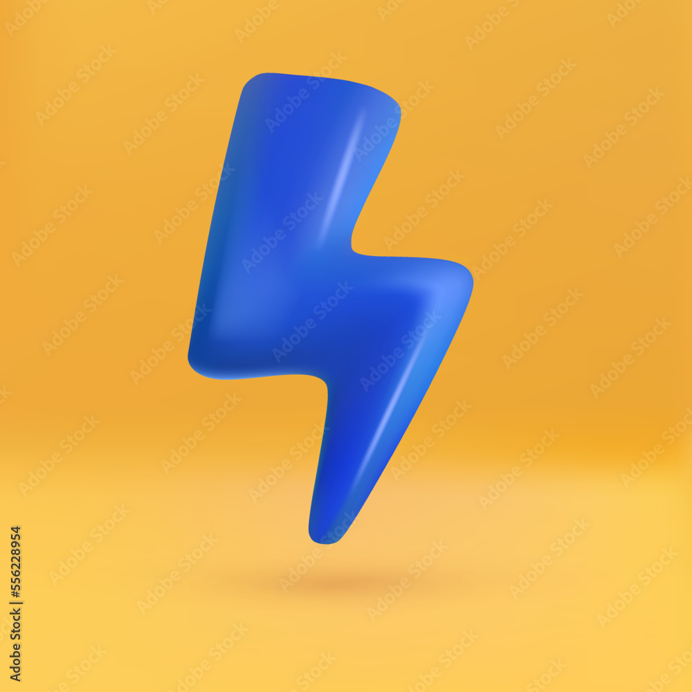 blue thunder bolt 3d. cute cartoon stlye. 3d cartoon icon. blue thunder bolt 3d. cute cartoon stlye. 3d cartoon icon.