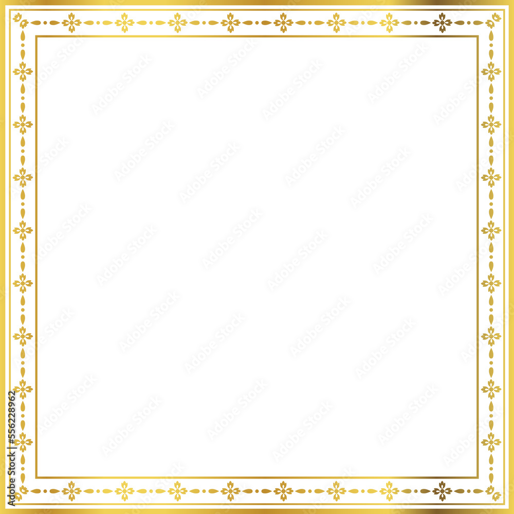 Luxury golden square frame botanic garden vingate pattern