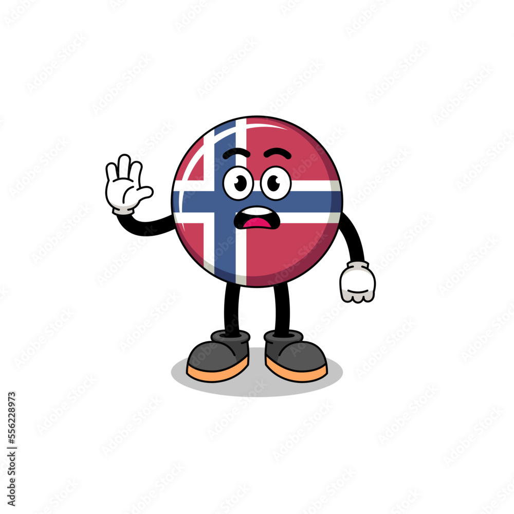 Fototapeta premium norway flag cartoon illustration doing stop hand