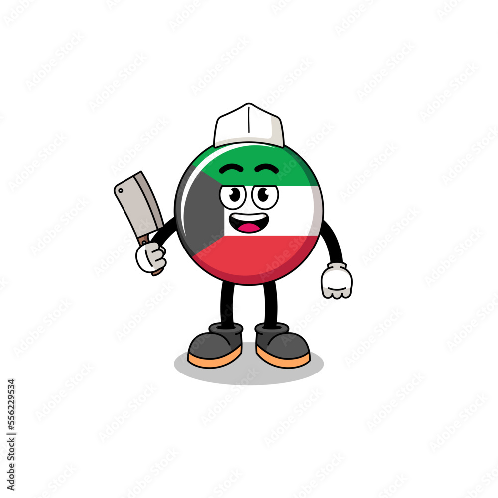 Mascot of kuwait flag as a butcher Mascot of kuwait flag as a butcher
