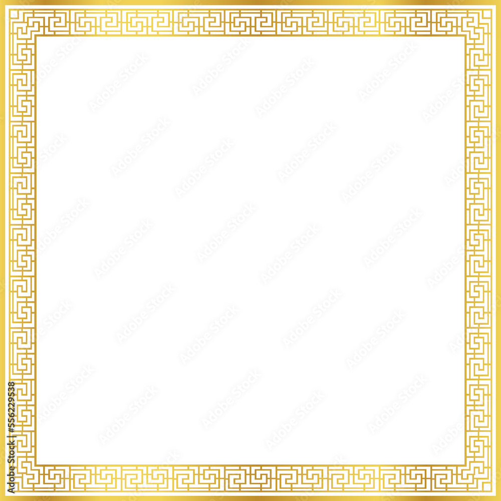 Obraz premium Luxury golden square frame botanic garden vingate pattern