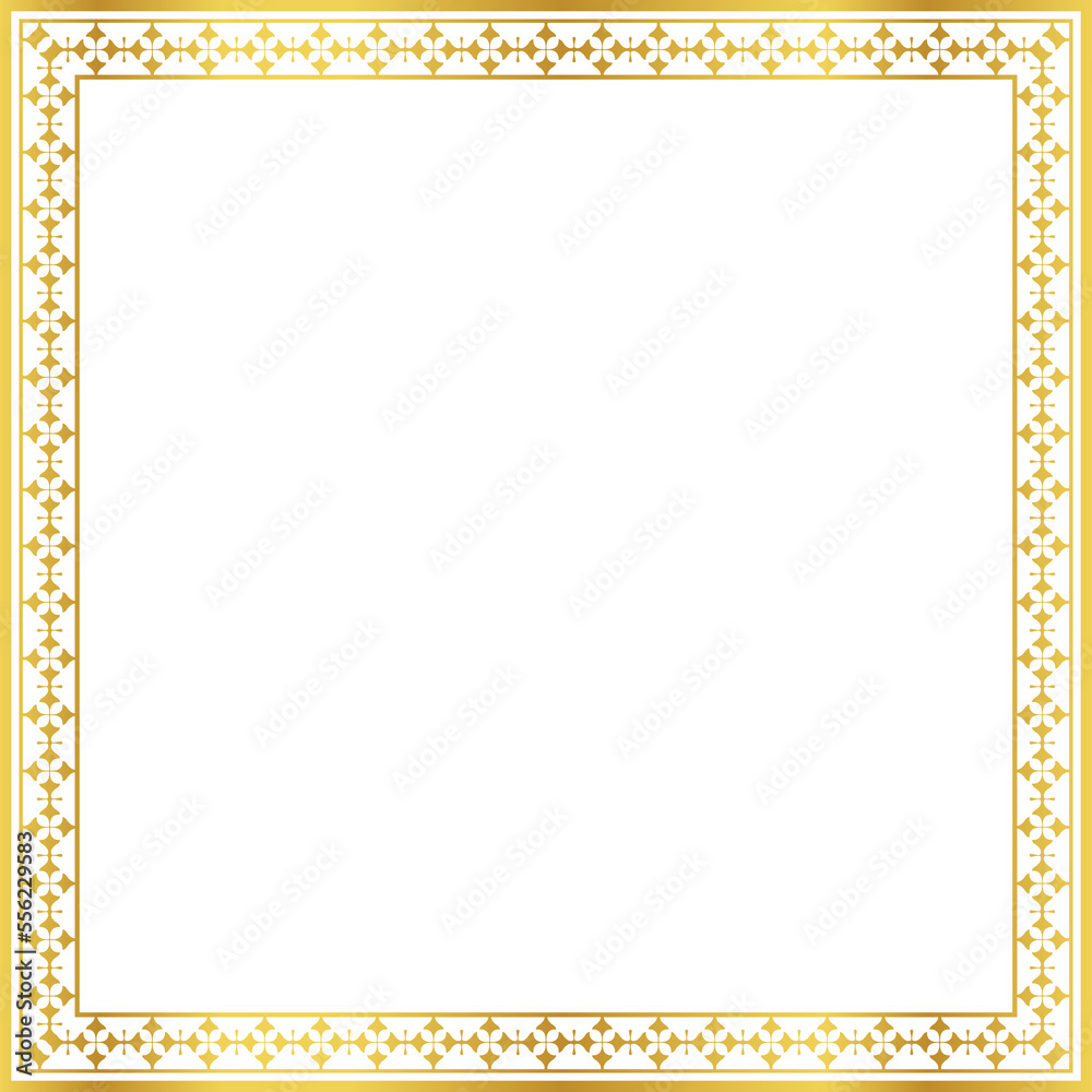 Obraz premium Luxury golden square frame botanic garden vingate pattern