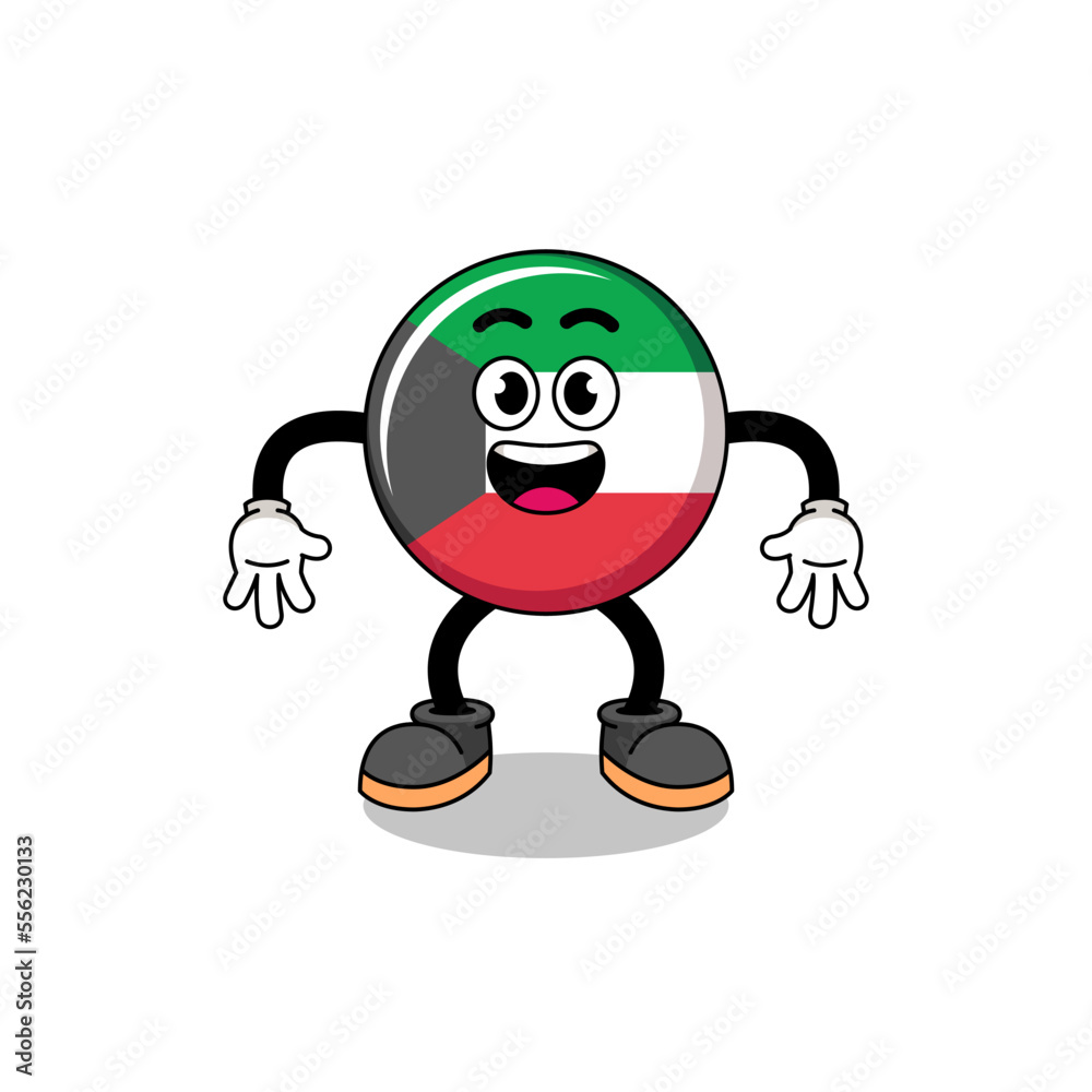 Naklejka premium kuwait flag cartoon with surprised gesture