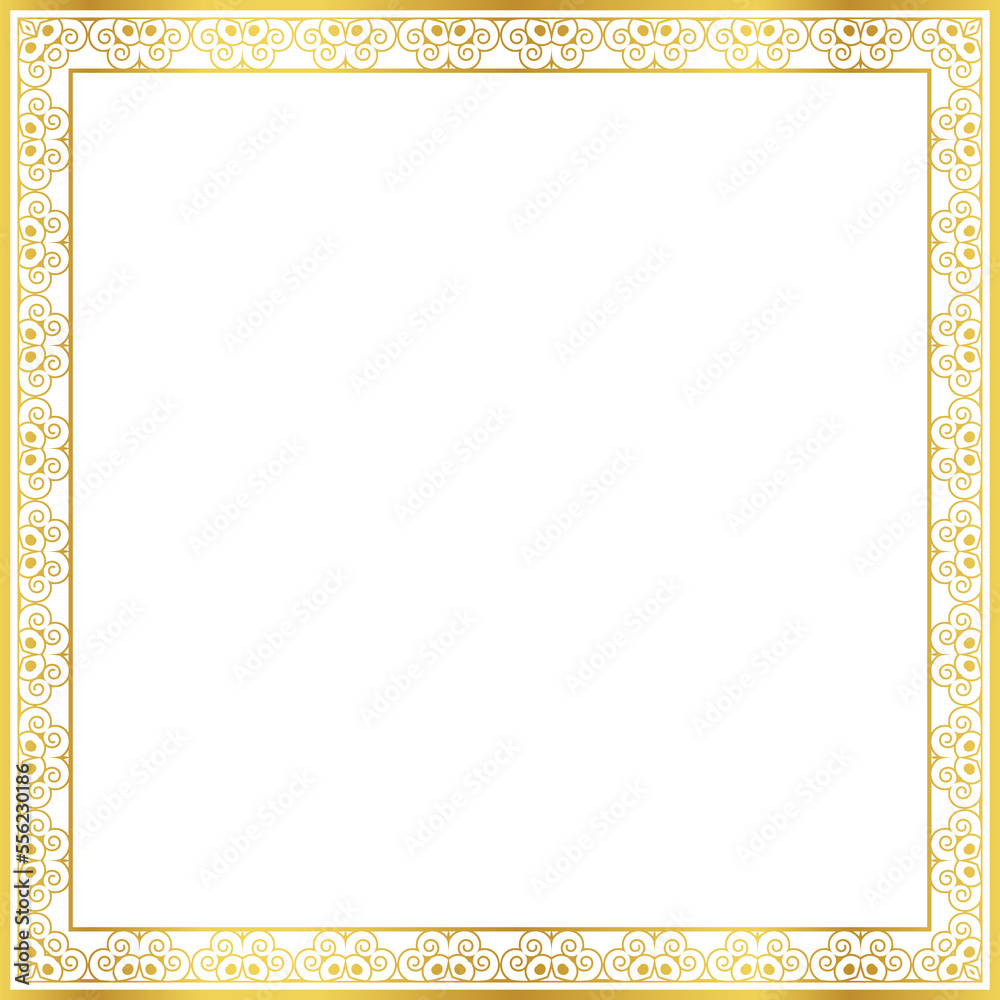 Obraz premium Luxury golden square frame botanic garden vingate pattern