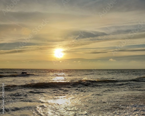Sunlight over the Baltic Sea during wind