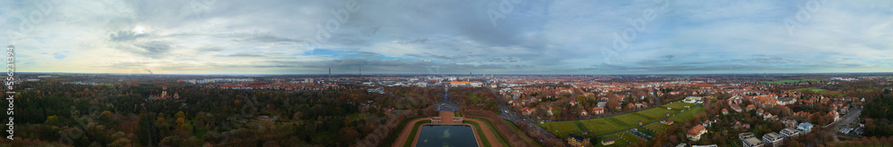 360 degree panorama view over the city of Leipzig