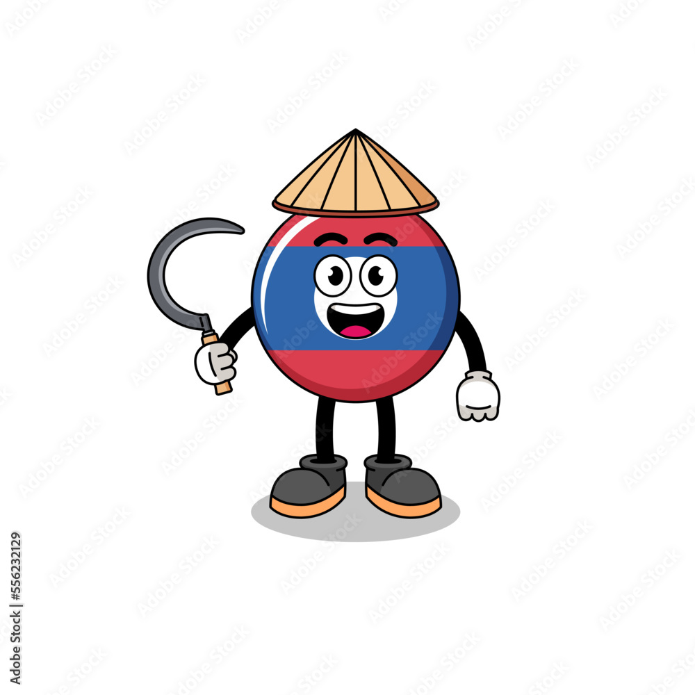 Illustration of laos flag as an asian farmer Illustration of laos flag as an asian farmer