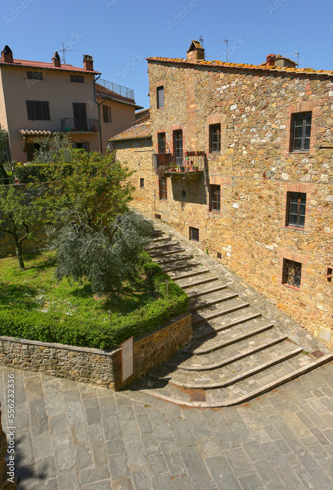 Street view in San Quirico d'Orcia - a small Tuscan town, Italy