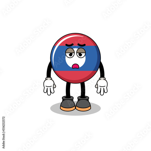laos flag cartoon with fatigue gesture