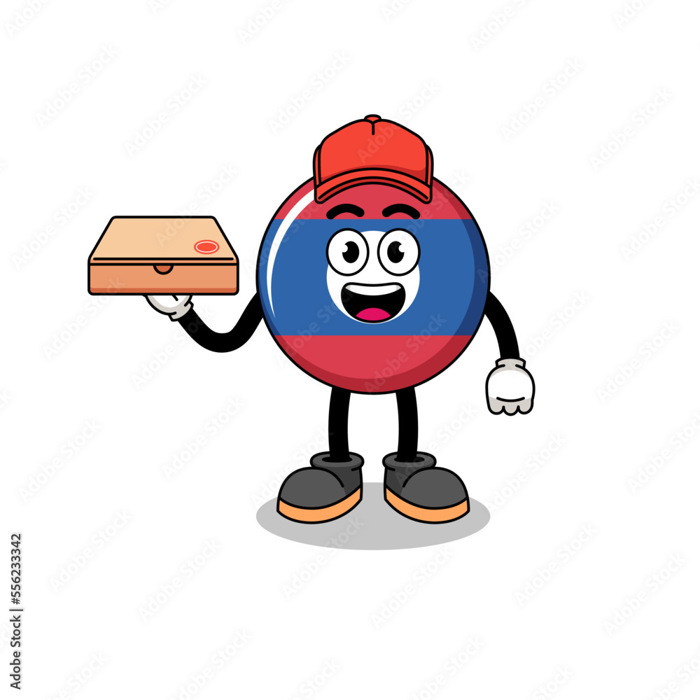 laos flag illustration as a pizza deliveryman laos flag illustration as a pizza deliveryman
