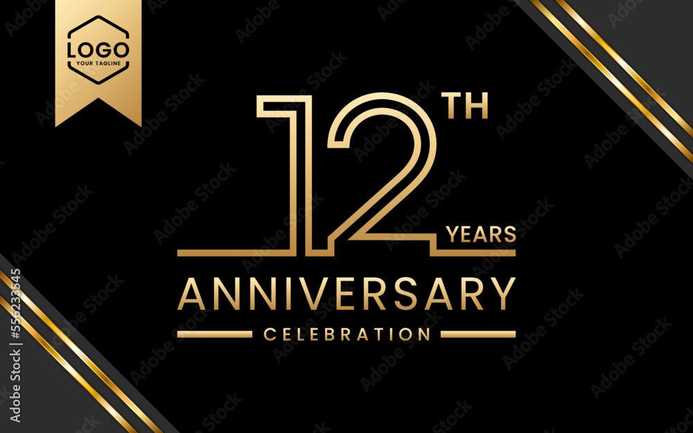 12th year anniversary celebration design Vector Image