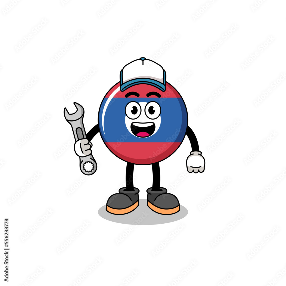 laos flag illustration cartoon as a mechanic laos flag illustration cartoon as a mechanic