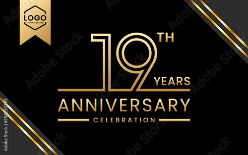 19 year anniversary celebration template design. Logo Vector Template Illustration