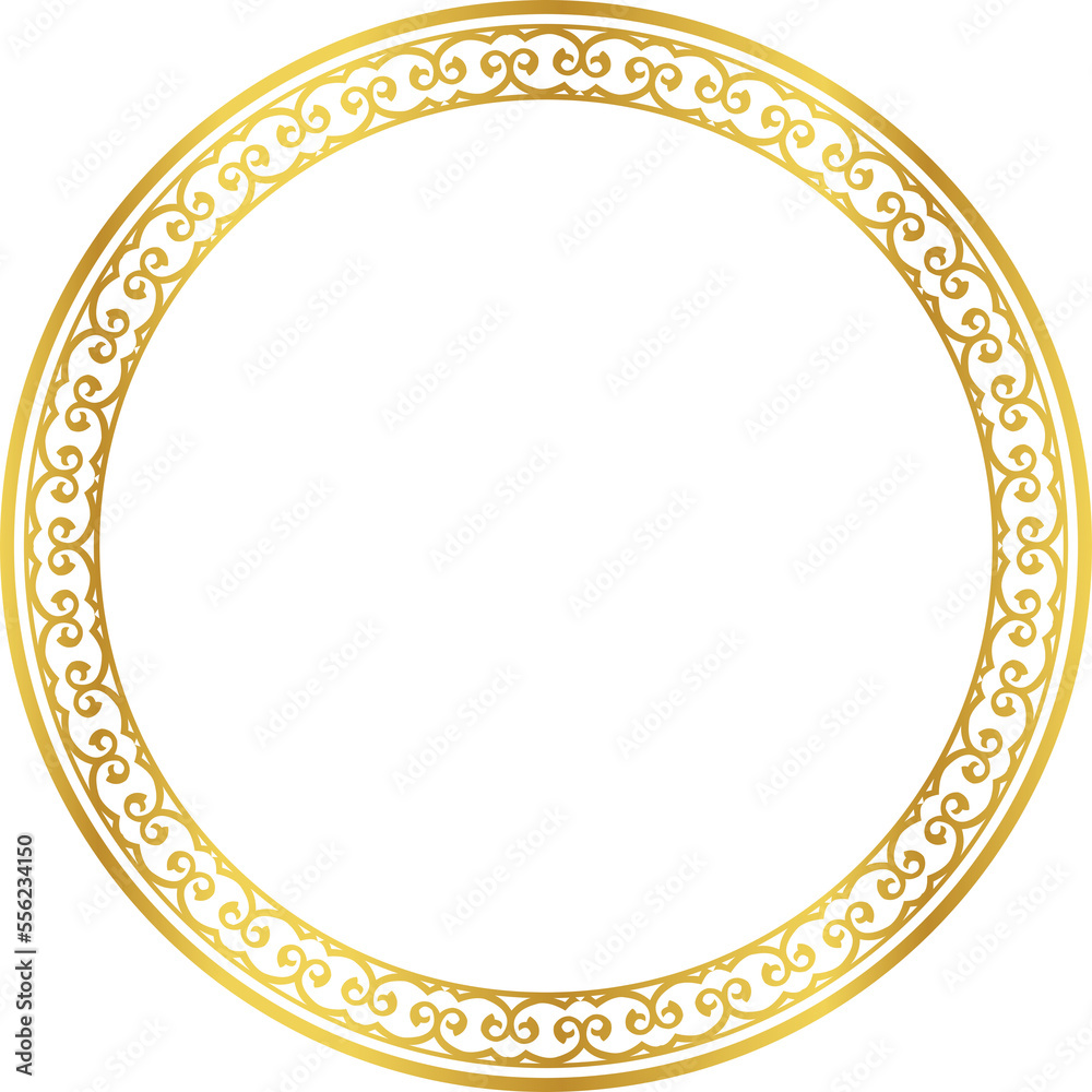 Luxury golden round frame botanic garden vingate pattern