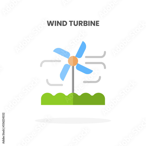 Wind Turbine icon flat. Vector illustration on white background. Can used for web, app, digital product, presentation, UI and many more.