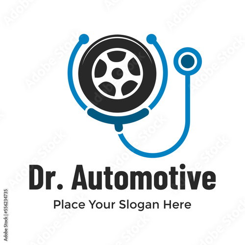 Doctor automotive vector logo template. This design use tire and stethoscope symbol. Suitable for car.