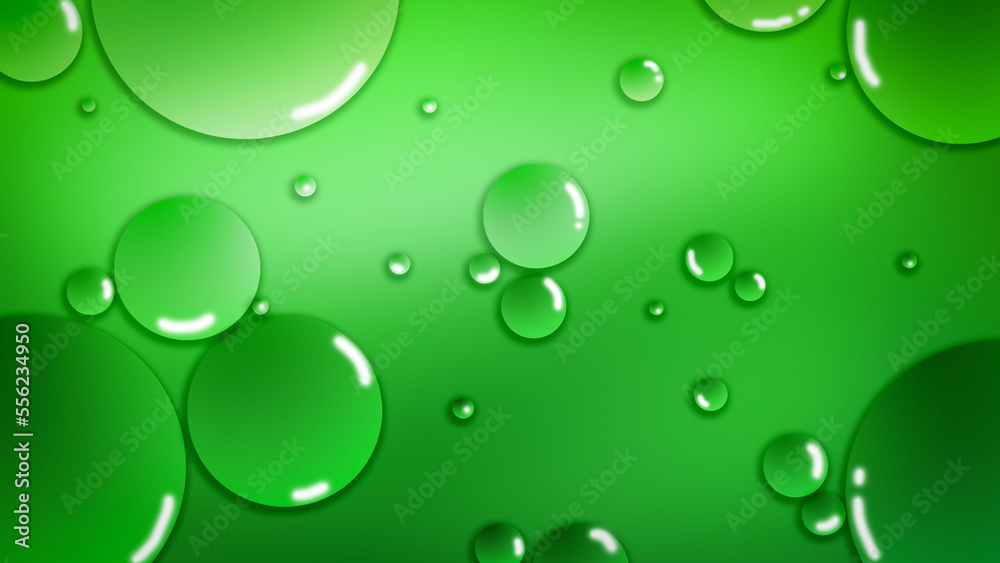 Clear water droplets on abstract green background graphics for cover backgrounds, illustrations, designs and other artwork.