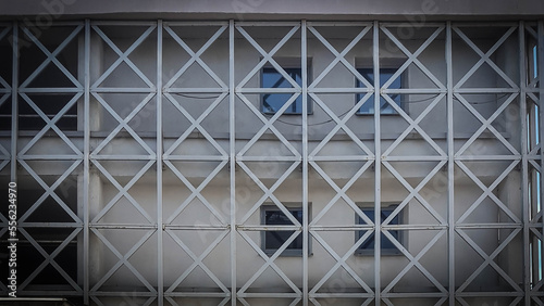 metal grating on the wall of a modern city building