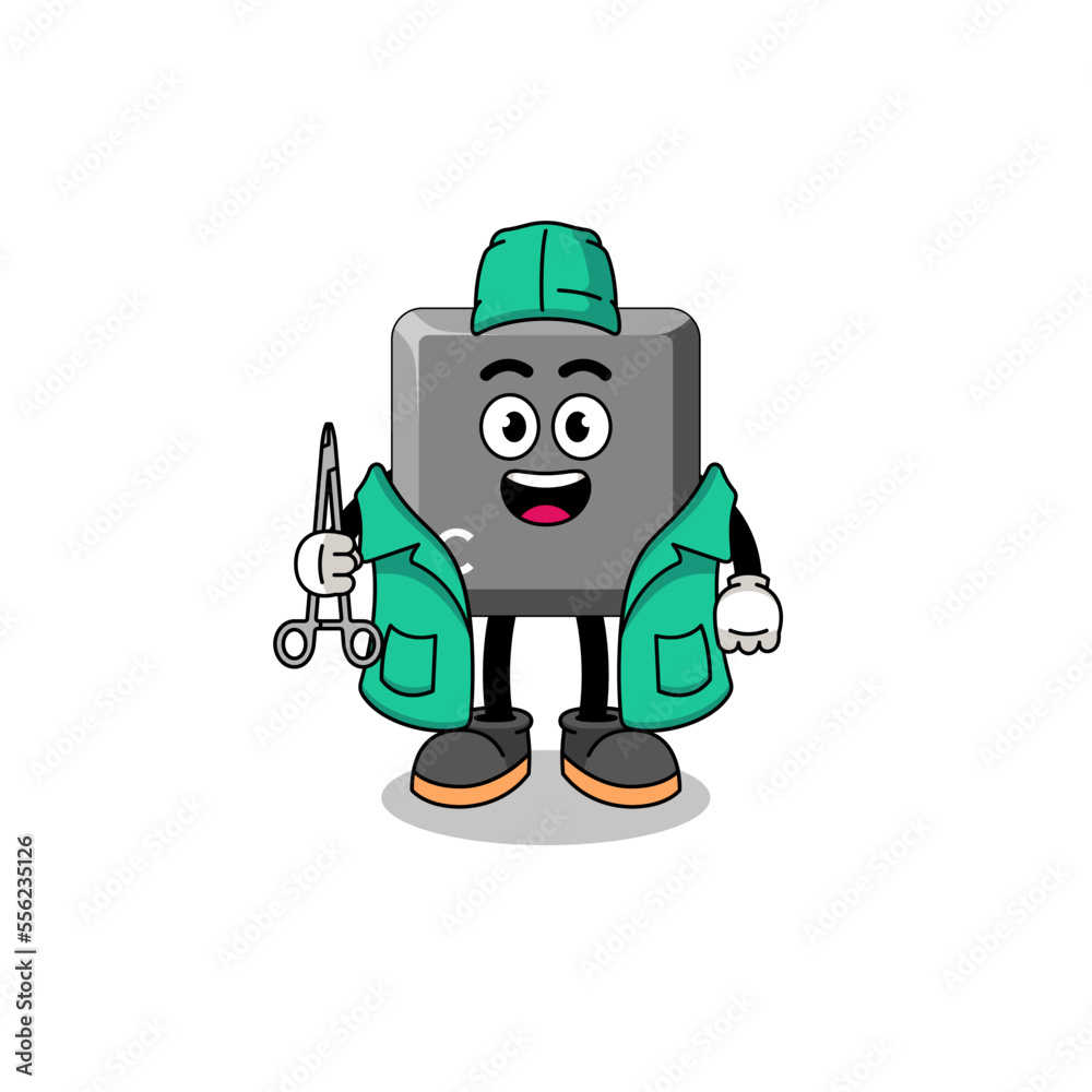 Illustration of keyboard C key mascot as a surgeon Illustration of keyboard C key mascot as a surgeon