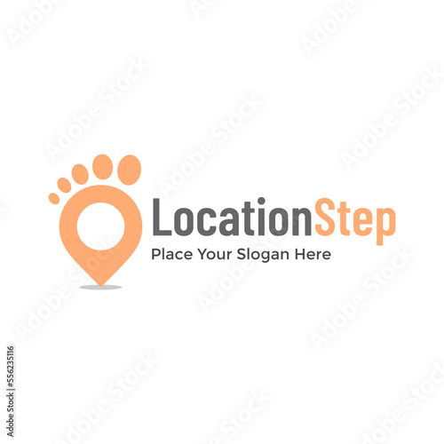 Foot steps vector logo template. This design use feet and pin location symbol.