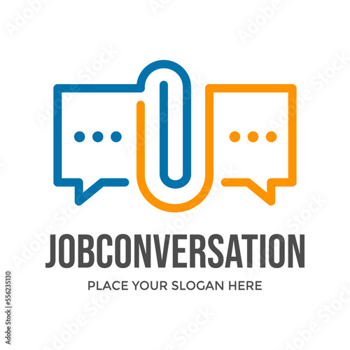 Job conversation vector logo template. This design use clip symbol. Suitable for work and business.