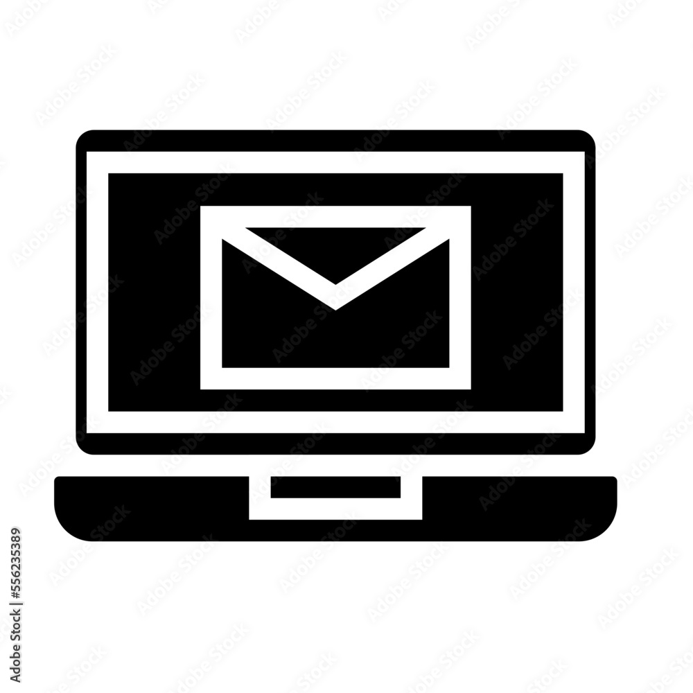 innovation_Laptop Mail Black Filled Icon Vector innovation_Laptop Mail Black Filled Icon Vector