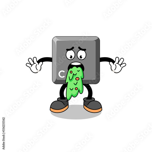 keyboard C key mascot cartoon vomiting