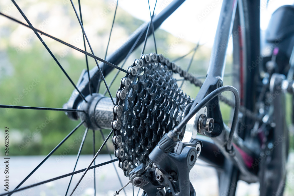 Fototapeta premium bicycle cassette and chain close up