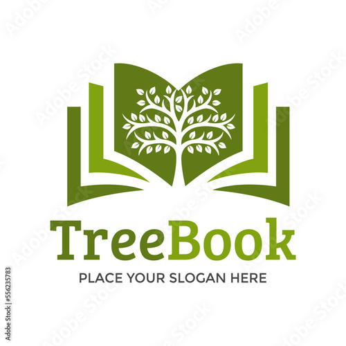 Tree book vector logo template. This design use nature symbol. Suitable for education.