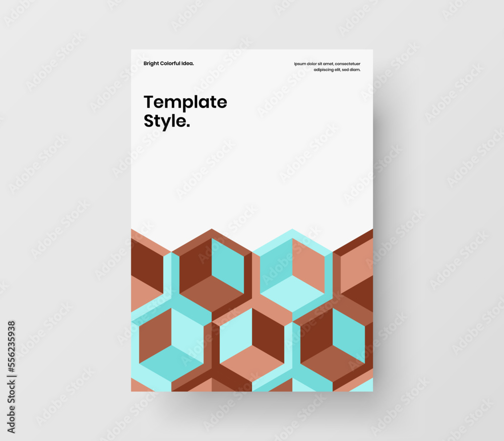 Premium mosaic pattern journal cover layout. Clean brochure A4 vector design template.