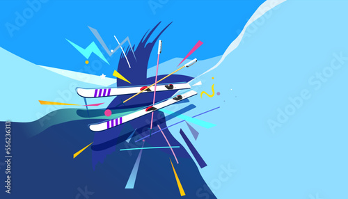 Ski winter sports  modern background design. Vector illustration of sports concept