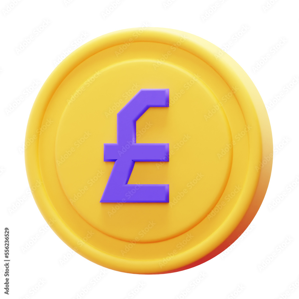 3D Render Coin Poundsterling Currency Icon 3D Render Coin Poundsterling Currency Icon