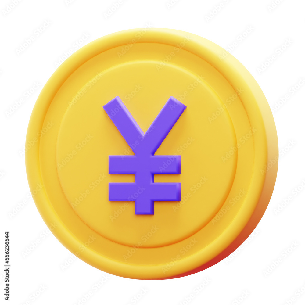 3D Render Coin Yen Currency Icon